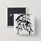 Groene lantiercorps, zwart en wit vierkante button 5,1 cm (Voorkant /achterkant)