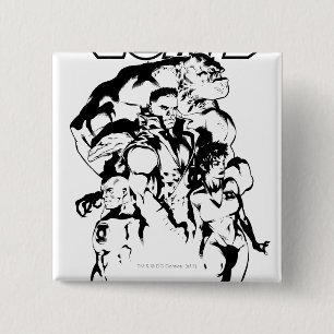 Groene lantiercorps, zwart en wit vierkante button 5,1 cm