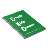 Groene laptop met "Crush Kinder Cancer" Notitieboek (Rechterzijde)