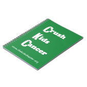 Groene laptop met "Crush Kinder Cancer" Notitieboek (Linkerzijde)