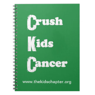 Groene laptop met "Crush Kinder Cancer" Notitieboek