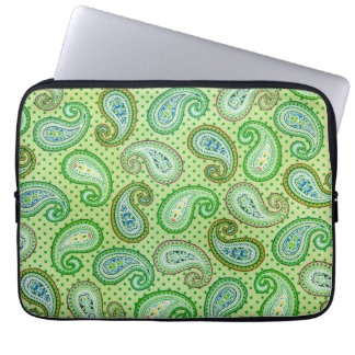 Groene  laptophoes met patroonstructuur laptop sleeve
