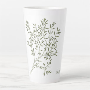 Groene Latte Mok Minimalistische Groene Bladeren M