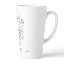 Groene Latte Mok Minimalistische Groene Bladeren M