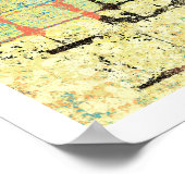 Groene Lattice on Yellow Abstract Painting Poster (Hoek)