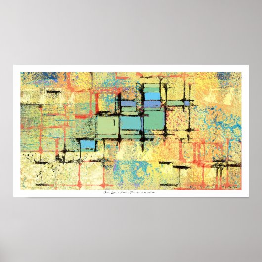 Groene Lattice on Yellow Abstract Painting Poster (Voorkant)