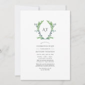 Groene Laurel Crest Monogram Levensviering Kaart (Voorkant)