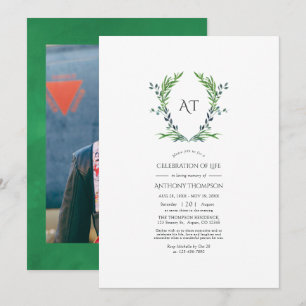 Groene Laurel Crest Monogram Levensviering Kaart