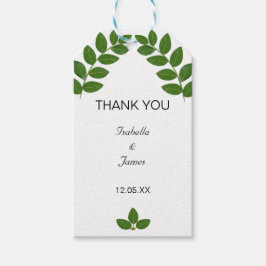 Groene laurierbladeren bruiloft cadeaulabel
