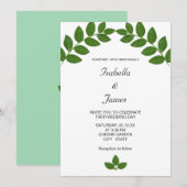 Groene laurierbladeren bruiloft kaart (Voorkant / Achterkant)