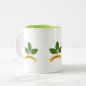 Groene laurierbladeren tweekleurige koffiemok (Voorkant links)