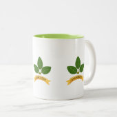 Groene laurierbladeren tweekleurige koffiemok (Voorkant rechts)