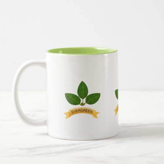 Groene laurierbladeren tweekleurige koffiemok (Links)