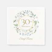 Groene laurierkrans goud 30e verjaardag servet (Voorkant)