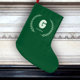 Groene Lauwerierkrans Letter G Monogram Grote Kerstsok