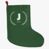 Groene Lauwerierkrans Letter J Monogram Grote Kerstsok (Voorkant)