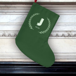 Groene Lauwerierkrans Letter J Monogram  Grote Kerstsok