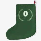 Groene Lauwerierkrans Letter O Monogram Grote Kerstsok (Achterkant)