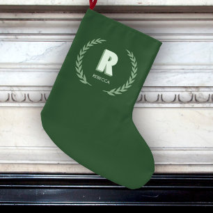 Groene Lauwerierkrans Letter R Monogram Grote Kerstsok