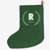 Groene Lauwerierkrans Letter R Monogram Grote Kerstsok (Achterkant)