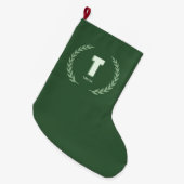Groene Lauwerierkrans Letter T Monogram Grote Kerstsok (Voorkant (Hangend))