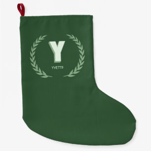 Groene Lauwerierkrans Letter Y Monogram Grote Kerstsok