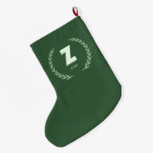 Groene Lauwerierkrans Letter Z Monogram Grote Kerstsok (Achterkant (Hangend))