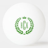 Groene Lauwerkrans Aangepaste Monogram Pingpongbal (Voorkant)
