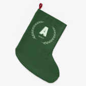 Groene lauwerkrans Letter A monogram Grote Kerstsok (Voorkant (Hangend))