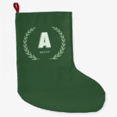 Groene lauwerkrans Letter A monogram Grote Kerstsok (Voorkant)