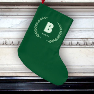 Groene lauwerkrans Letter B monogram Grote Kerstsok