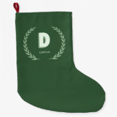 Groene lauwerkrans Letter D monogram Grote Kerstsok (Voorkant)