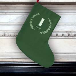 Groene Lauwerkrans Letter I Monogram Grote Kerstsok