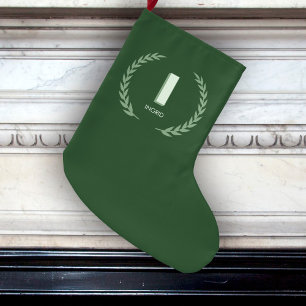 Groene Lauwerkrans Letter I Monogram Grote Kerstsok