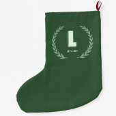 Groene lauwerkrans Letter L monogram  Grote Kerstsok (Achterkant)