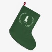 Groene lauwerkrans Letter L monogram  Grote Kerstsok (Voorkant (Hangend))