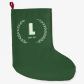 Groene lauwerkrans Letter L monogram  Grote Kerstsok (Voorkant)