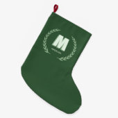 Groene lauwerkrans Letter M monogram Grote Kerstsok (Voorkant (Hangend))