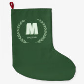 Groene lauwerkrans Letter M monogram Grote Kerstsok (Voorkant)