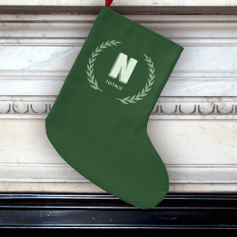 Groene lauwerkrans Letter N monogram  Grote Kerstsok
