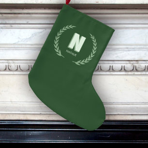 Groene lauwerkrans Letter N monogram Grote Kerstsok