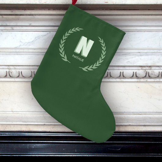 Groene lauwerkrans Letter N monogram Grote Kerstsok