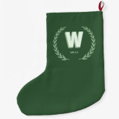 Groene lauwerkrans Letter W monogram Grote Kerstsok (Achterkant)