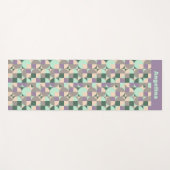 Groene lavendel beige geometrische patroonnaam yogamat (Voorkant (horizontaal))
