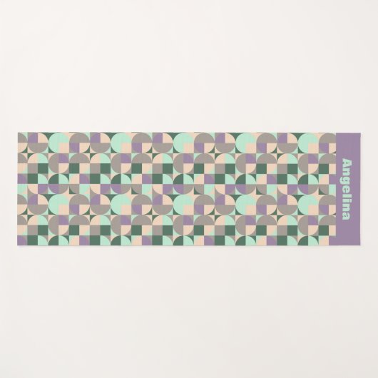 Groene lavendel beige geometrische patroonnaam yogamat (Voorkant (horizontaal))