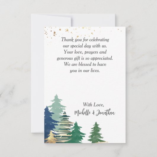 Groene lavendel gouden pijnbomen Inspirerend Bedankkaart (Achterkant)