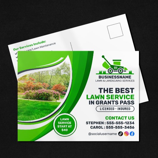 Groene Lawn Care Landscaping Mow Mulching Service Briefkaart