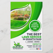 Groene Lawn Care Landscaping Mow Mulching Service Flyer (Voorkant)