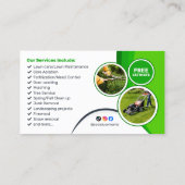 Groene Lawn Care Landscaping Mow Mulching Service Visitekaartje (Achterkant)