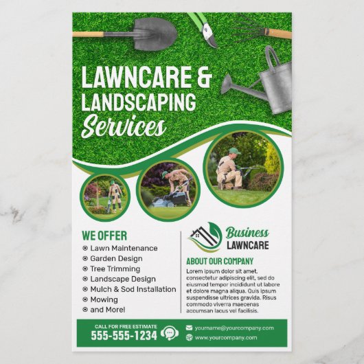 Groene Lawncare Landscaping Tuin Lawn Care Maaien Flyer (Voorkant)